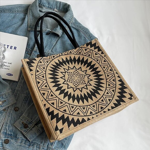 Women Yellow01 14''x12'' Large Tote Bag with Laminated Interior and Soft Handles - Picture 7 of 7